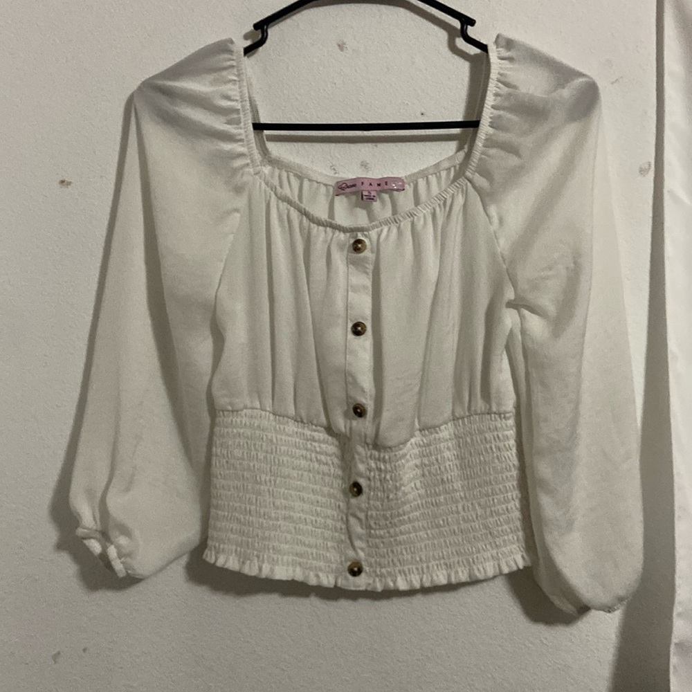 White Long Sleeve Crop Top